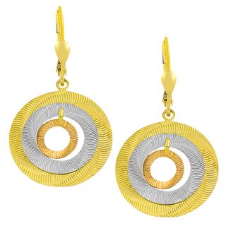 Fremada 14k Tri color Gold Graduated Open Discs Dangle Earrings Fremada Gold Earrings