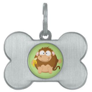 Cute circle monkey pet ID tag