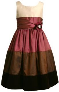 Bonnie Jean Girls 7 16 Colorblock Shantung Dress With Velvet Border, Brown, 7 Clothing