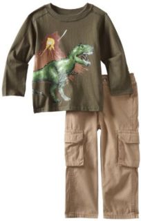 Nannette Boys 2 7 Dino Sleeve Pant Set, Green, 3T Clothing