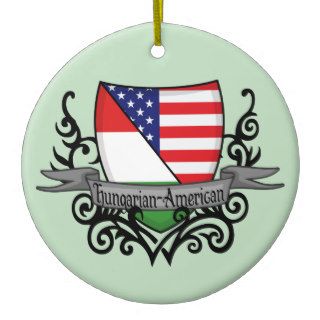 Hungarian American Shield Flag Ornaments