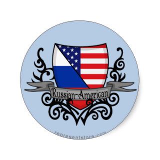 Russian American Shield Flag Sticker