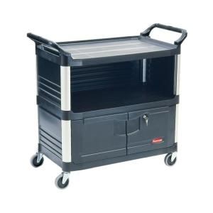 Rubbermaid Commercial Products Xtra Equipment Cart in Black FG409500 BLA