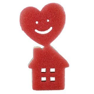 Kitchen Cartoon Heart House Design Tri Colors Dish Cleaning Sponge Scouring Pad Health & Personal Care
