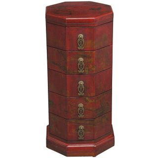 Hand painted Oriental Red Leather Accent End Table (China) Coffee, Sofa & End Tables