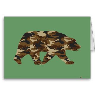 Camouflage Grizzly Bear Silhouette Greeting Cards