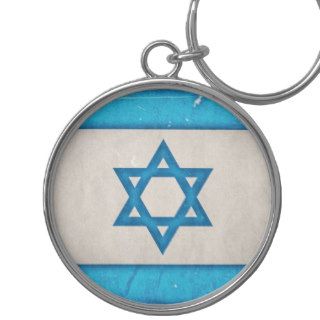 Grungy Israel Flag Star of David Key Chain