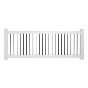 Weatherables Vilano 36 in. x 96 in. Vinyl White with Square Black Aluminum Spindles Straight Railing Kit WWR THDVA36 S8