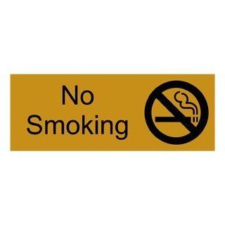 No Smoking Black on Gold Engraved Sign EGRE 460 SYM BLKonGLD  Business And Store Signs 