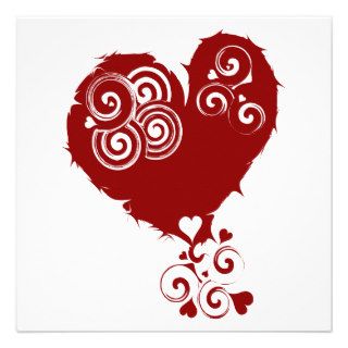Crazy Red Swirly Heart Custom Announcement