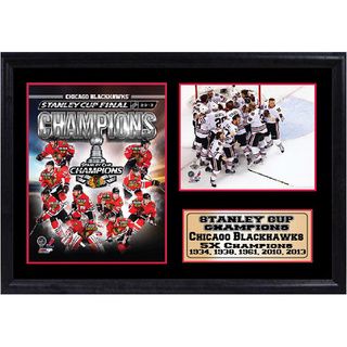 Chicago Blackhawks Champs 12 x 18 Photo Stat Frame Encore Select Hockey