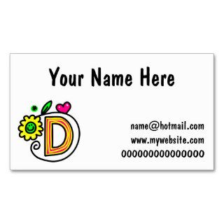 Cute Monogram Letter D Greeting Text Expression Business Card Templates