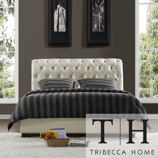 TRIBECCA HOME Castela Soft White Faux Leather Queen size Bed Tribecca Home Beds