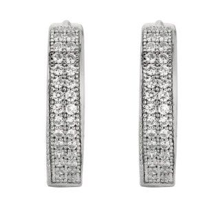 Silver CZ Hoop Earrings Jewelry