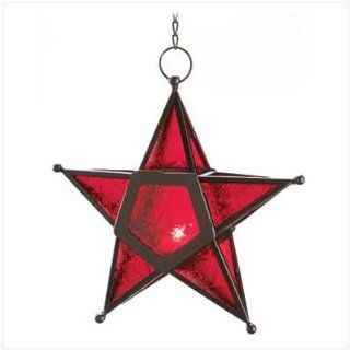 A LOT OF 10 RED GLASS STAR LANTERN  Decorative Candle Lanterns  