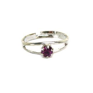 Rhinestone Adjustable Birthstone Fashion Ring for February, Amethyst Jewelry