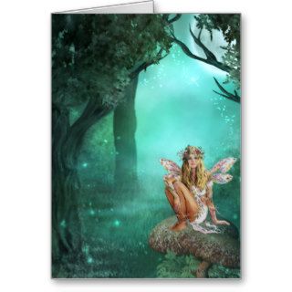 Fairy Sitting on a Mushroom Patch Greeting Card