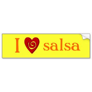 I Love Salsa Dancing Heart Yellow Bumper Sticker