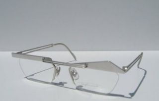 Cutting Edge 8077 SILVER RIMLESS Hexagon KOURE EYEGLASSES with Geometric Spear Knife Triangle / Mens and Womens Vintage Retro 90's Steampunk Glasses / Includes Cleaning Cloth & Plastic Lens Size Fitter Shoes