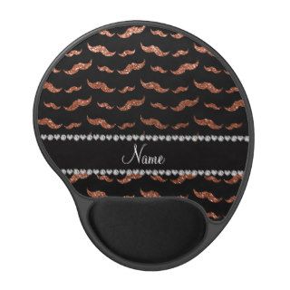 Personalized name copper glitter mustaches gel mouse mats