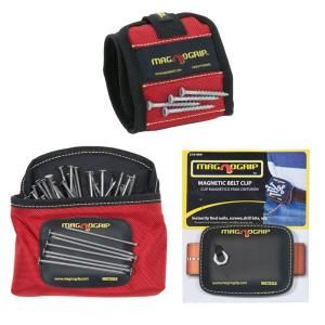 MagnoGrip 3 Pack Magnetic Wristband, Magnetic Belt Clip and Magnetic Clip On Pouch Set 571 383
