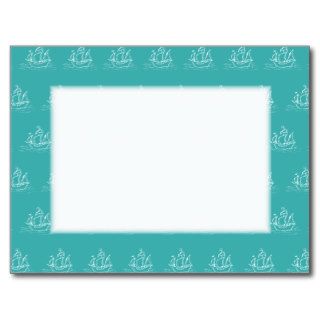 Sailing Ship Pattern, Teal Color. Post Cards