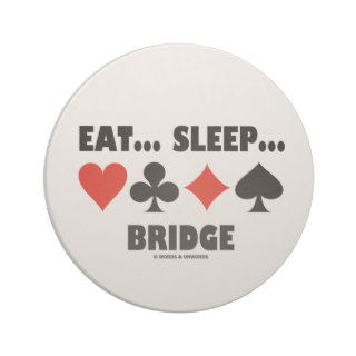 EatSleepBridge (Bridge Humor Card Suits) Drink Coaster
