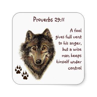 Scripture Proverbs 2911 Wise Man with Wolf Stickers