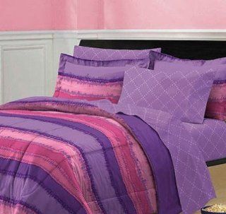 Purple & Pink Tie Dye Twin Comforter Set (5 Piece Bed In A Bag)   Bedding Pink And Purple Bed In A Bag