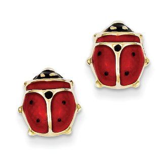 14k Enameled Ladybug Earrings, Best Quality Free Gift Box Satisfaction Guaranteed Jewelry