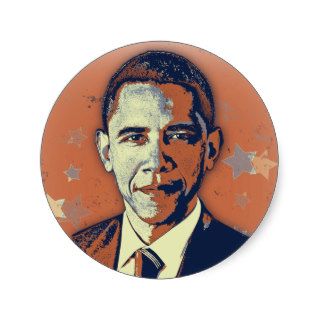 Vintage Orange Grunge Barack Obama Pop Art  Design Round Sticker