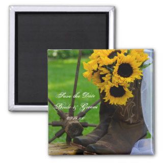 Rustic Sunflowers Wedding Save the Date Magnet