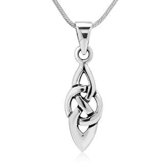 925 Sterling Silver Celtic Knot Symbol Pendant Necklace w/ Snake Chain 18'' Jewelry for Women Chuvora Jewelry