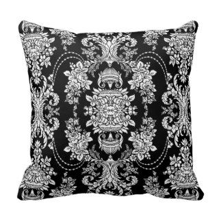 Black And White Vintage Baroque Floral Pattern Pillows