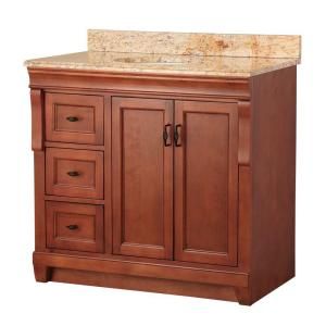 Foremost Naples 37 in. W x 22 in. D Vanity in Warm Cinnamon with Left Drawers and Vanity Top with Stone effects in Tuscan Sun NACASETS3722DL