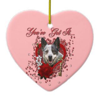Valentines  Key to My Heart  Australian Cattle Dog Christmas Tree Ornaments