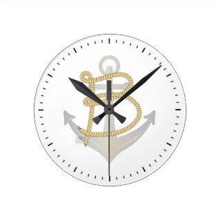 Anchor and Rope Typeface – Letter B Round Wall Clock