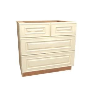Home Decorators Collection 36x34.5x24 in. Cooktop Base Cabinet with False Top Drawer in Hallmark Arctic White BCT36 HAW
