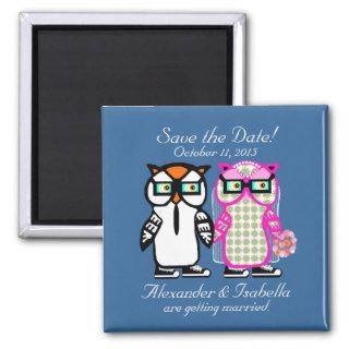 Funny Save the Date Bride Groom Hipster Owl Magnet