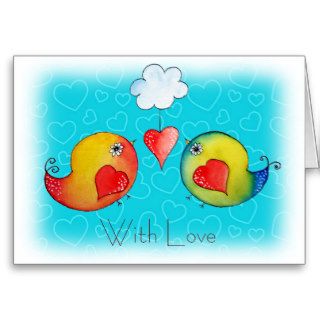 Whimsical Love Birds Greeting Card