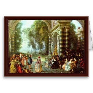 The Ball Pleasure  By Antoine Watteau Greeting Card