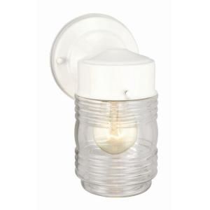 Design House Wall Mount Outdoor White Jelly Jar Wall Light 500181