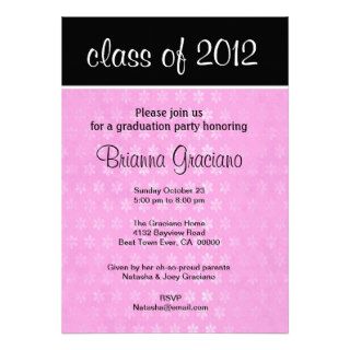 2012 Pink Little Grunge Flowers Graduation Invitations