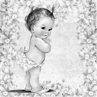 Adorable Vintage Baby Girl Shower Photo Sculptures
