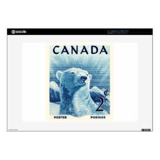 Vintage 1953 Canada Polar Bear Postage Stamp Skin For Laptop