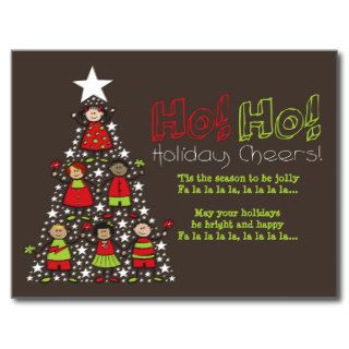 Cartoon Christmas Tree Kids Cute Holiday Greetings Postcard