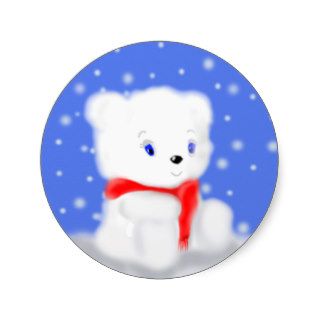 Cute Christmas Polar Bear Round Sticker