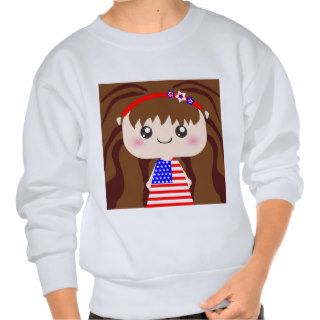 Cute / Kawaii American July 4th Girl Squeable Pullover Sweatshirts