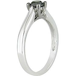 Miadora 10k White Gold 1/2ct TDW Black Diamond Solitaire Ring Miadora Diamond Rings