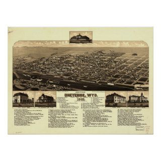 Cheyenne Wyoming 1882 Antique Panoramic Map Print
